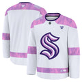 Seattle Kraken Fanatics White 2024 Hockey Fights Cancer Practice Jersey