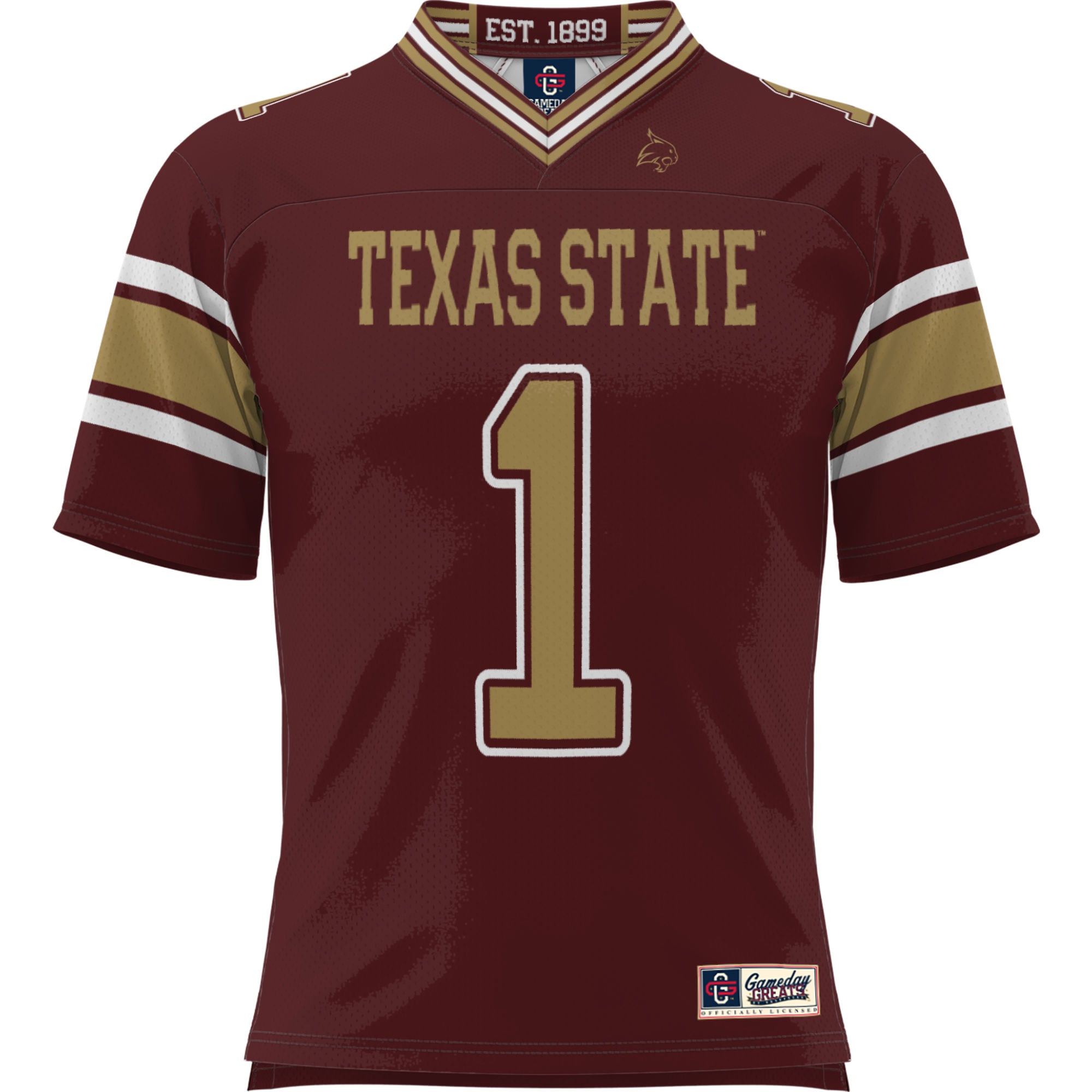 GameDay Greats #1 Maroon Texas State Bobcats Football Jersey