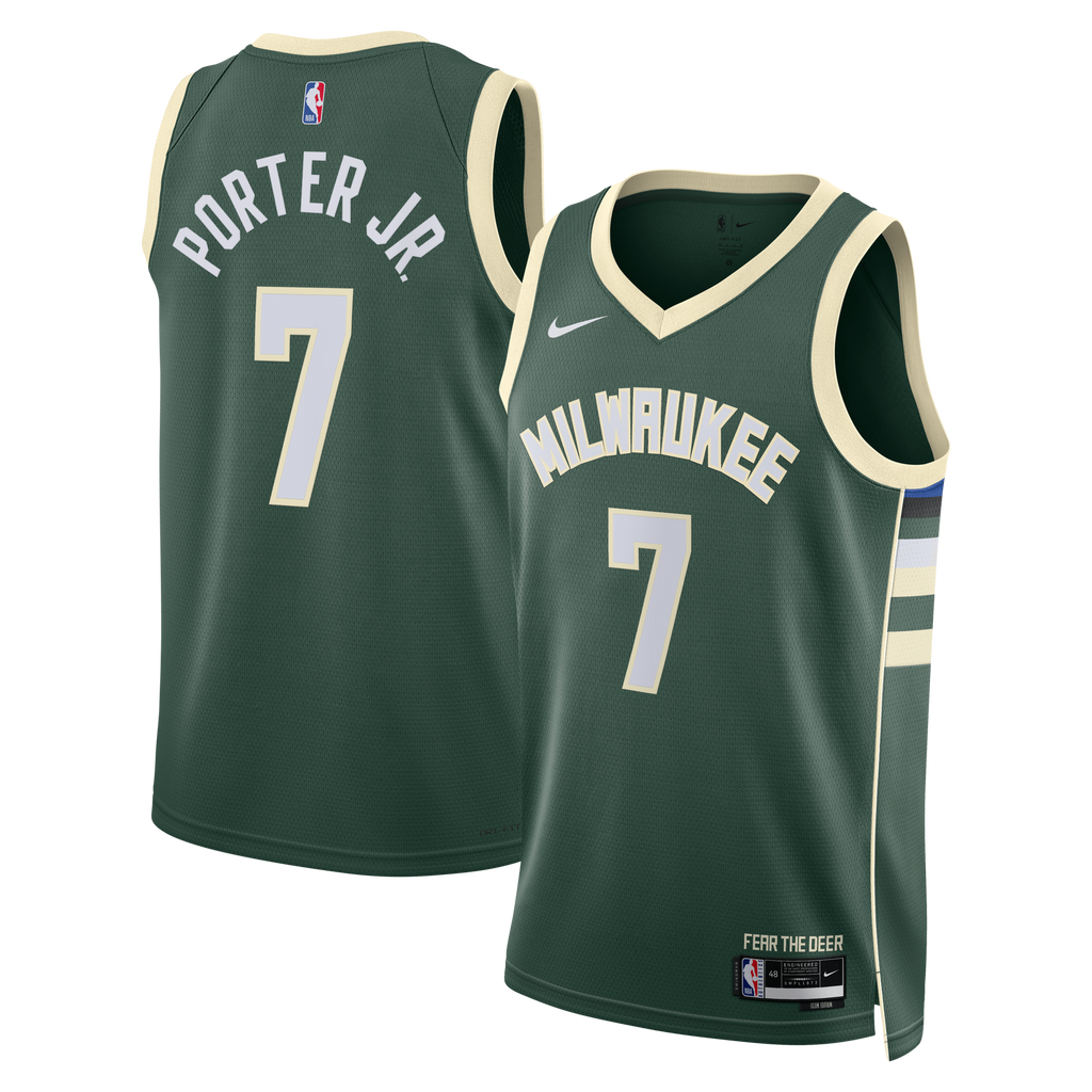 Milwaukee Bucks Nike Icon Edition Swingman Jersey - Hunter Green - Kevin Porter Jr.