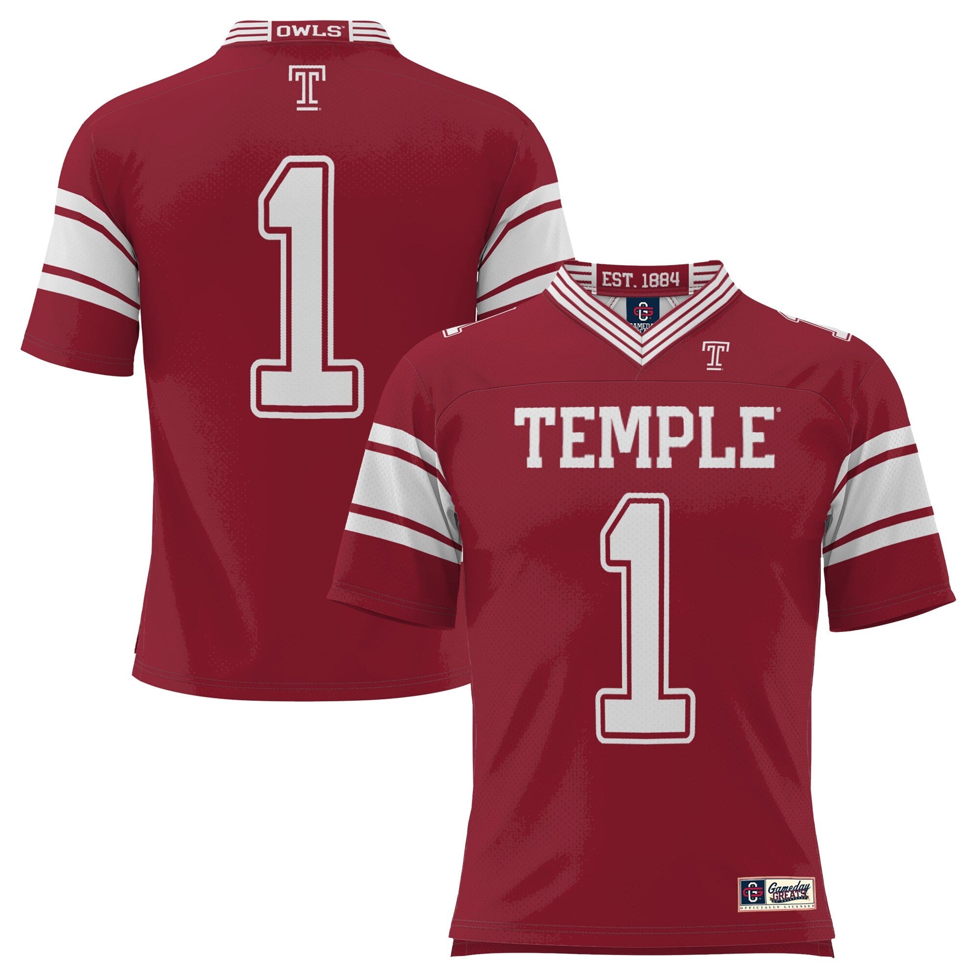 GameDay Greats #1 Cherry Temple Owls Endzone Football Jersey