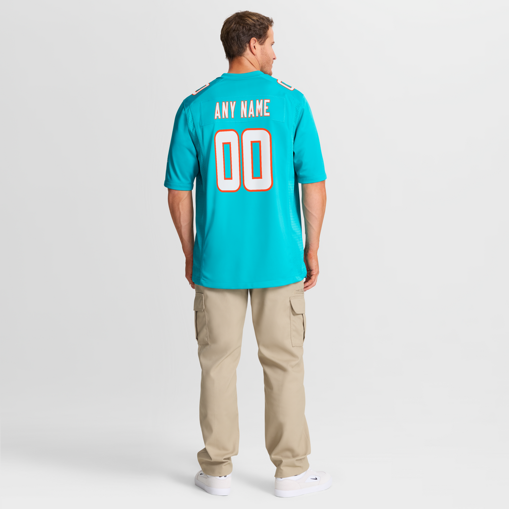 Miami Dolphins Nike Aqua Custom Game Jersey
