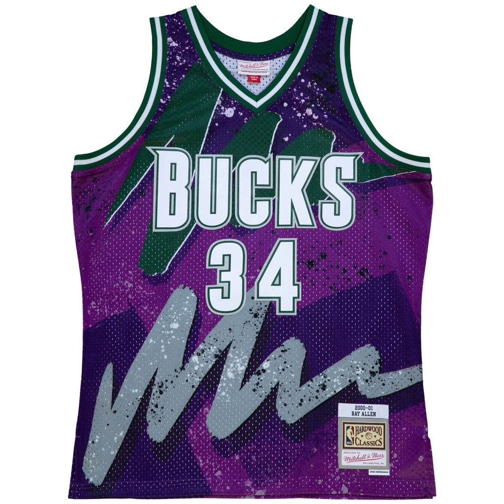 Milwaukee Bucks Hyper Hoops Swingman Jersey - Ray Allen By Mitchell & Ness - Purple -