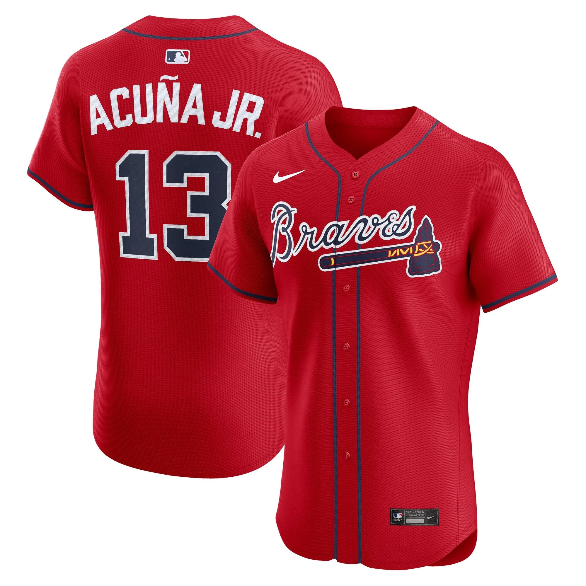 Atlanta Braves Ronald Acuña Jr. Nike Red Alternate 2 Elite Jersey
