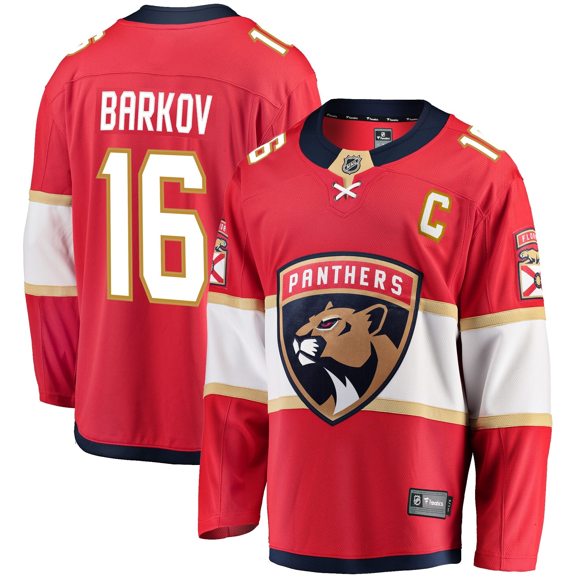 Florida Panthers Aleksander Barkov Fanatics Red Captain Patch Home Breakaway Jersey
