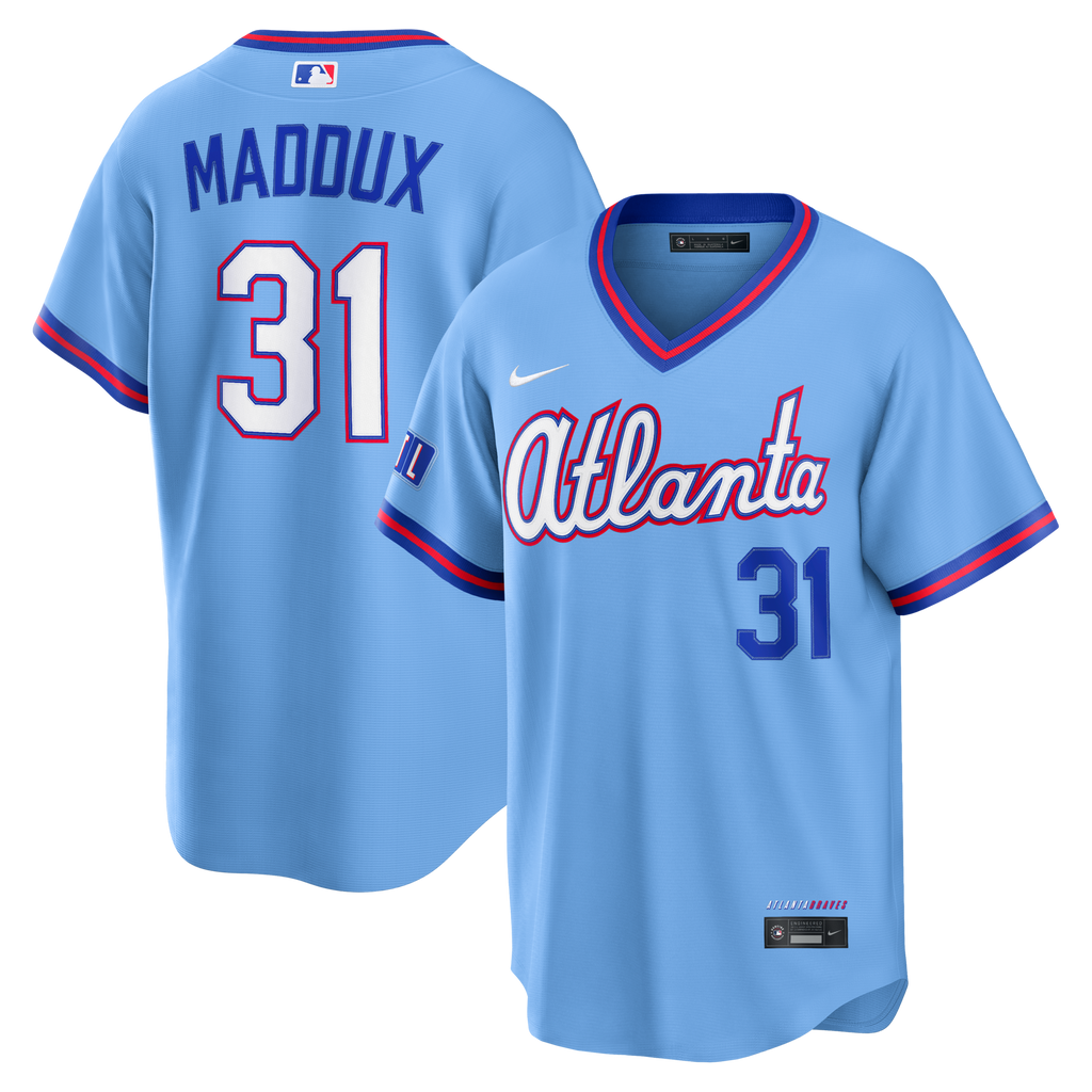 Atlanta Braves Greg Maddux Nike Powder Blue 2026 City Connect Stadium Jersey