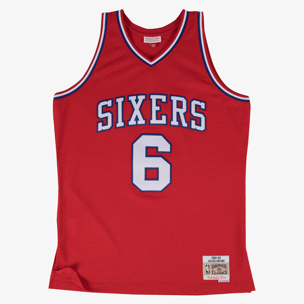 Philadelphia 76ers Mitchell & Ness Julius Erving 1982 Swingman Road Authentic Jersey - Scarlet