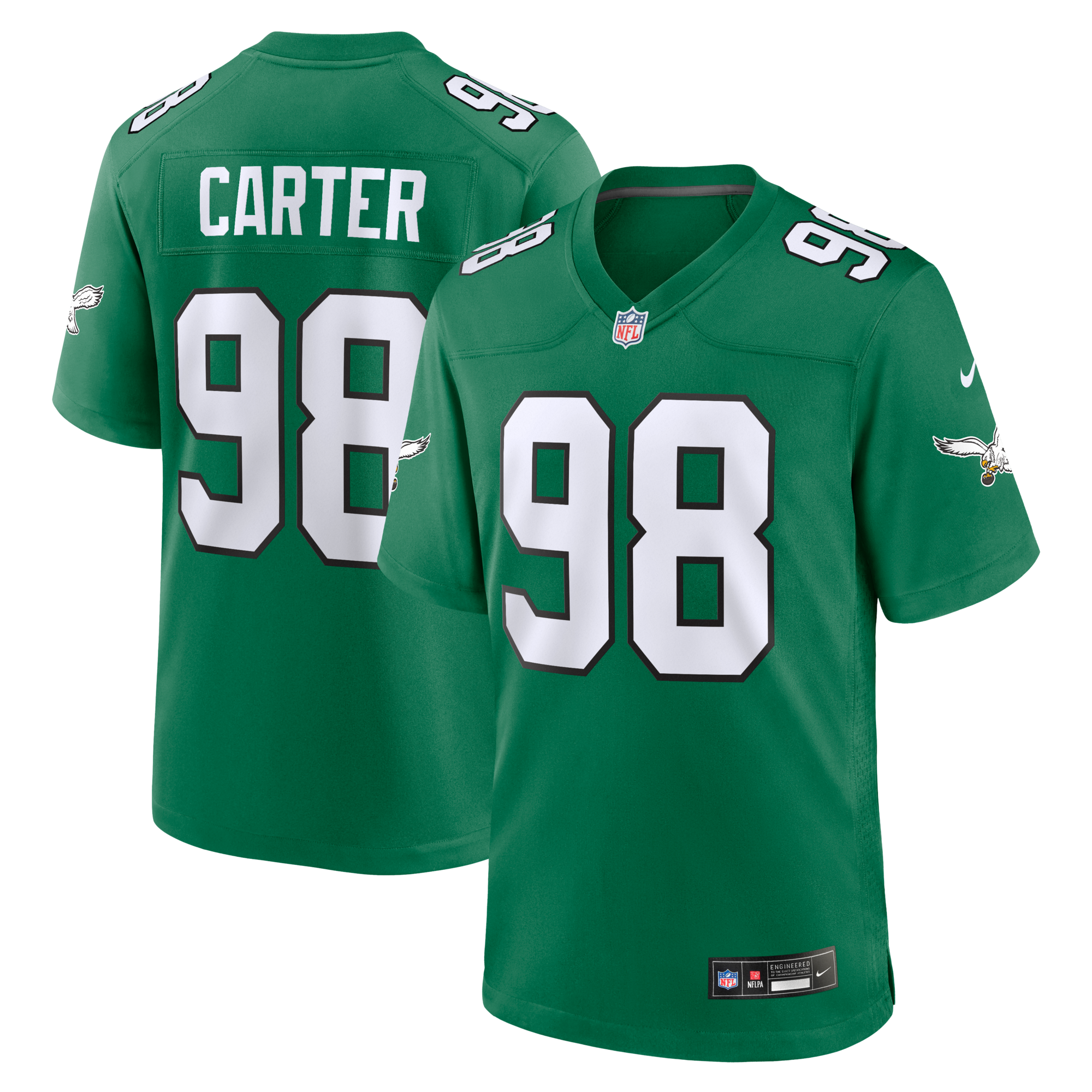 Philadelphia Eagles Jalen Carter Nike Kelly Green Alternate Game Jersey