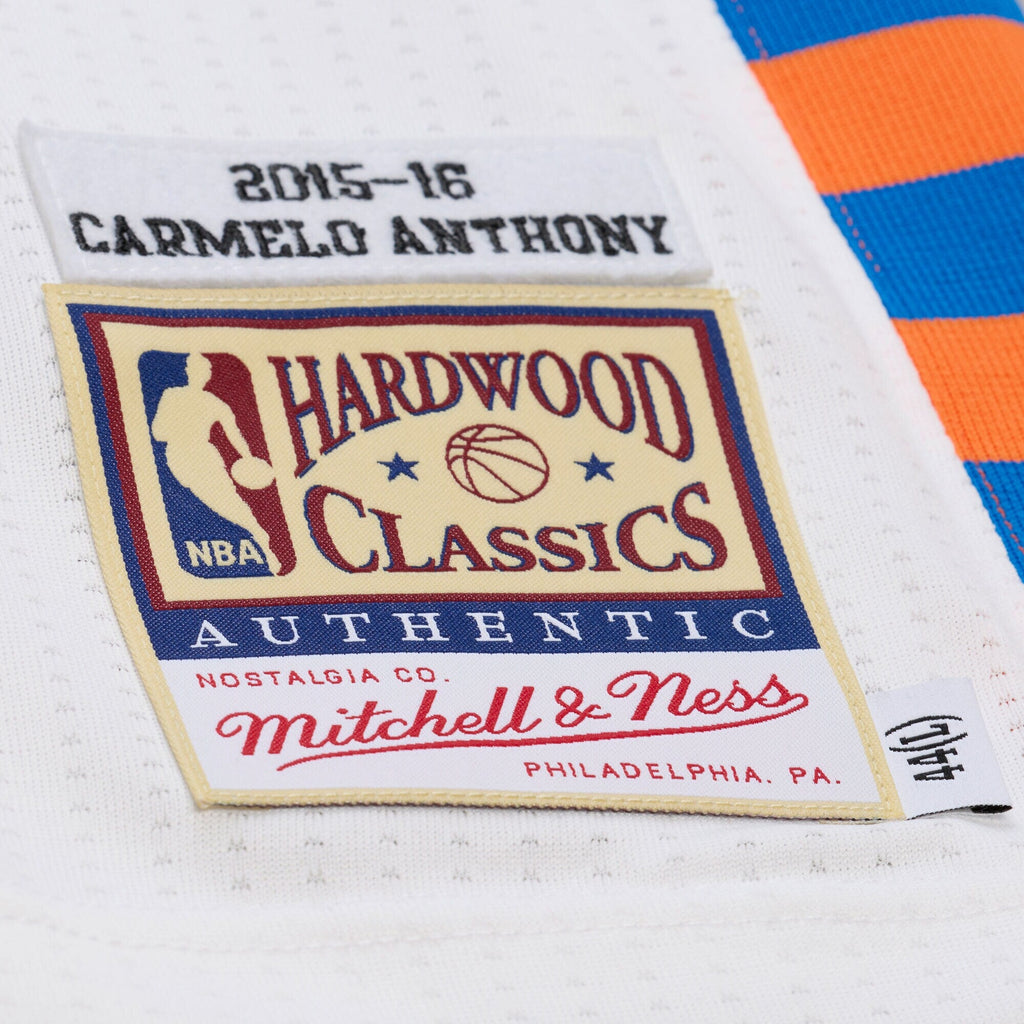 Mitchell & Ness Carmelo Anthony White New York Knicks 2015-16 Hardwood Classics Authentic Jersey