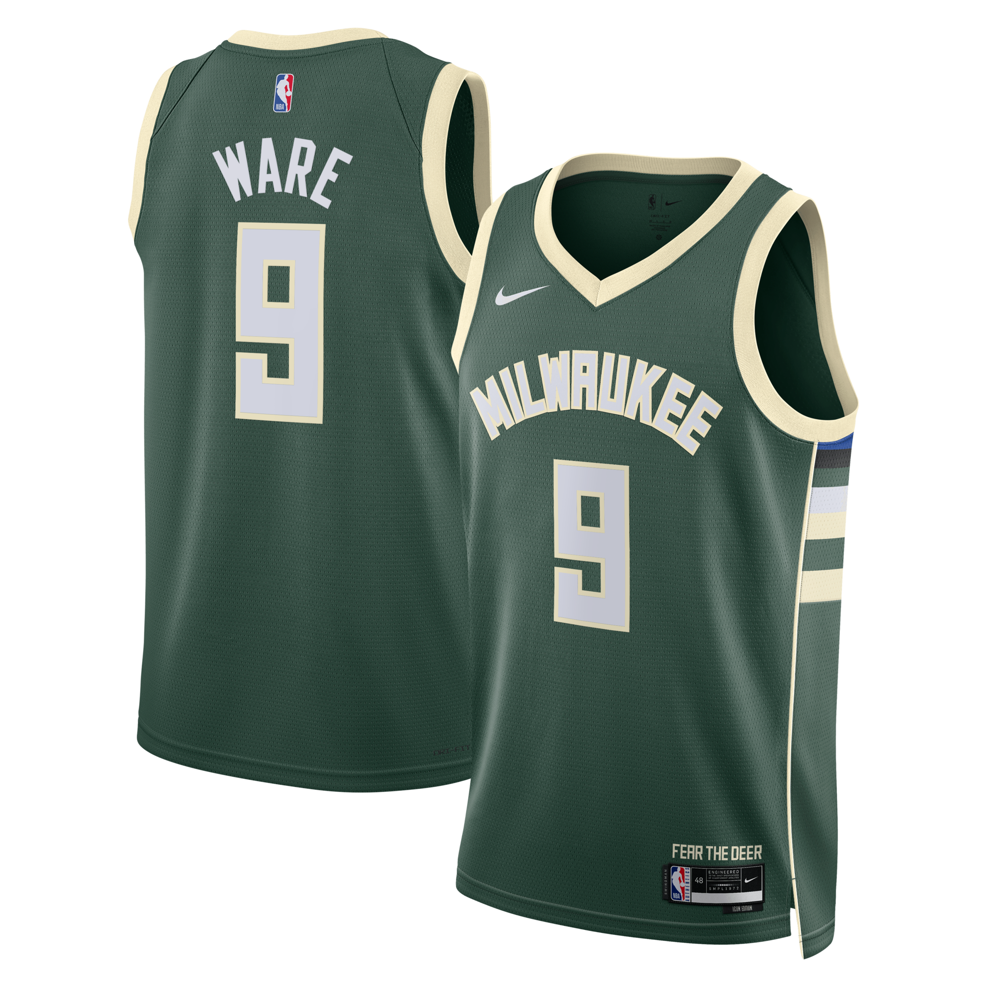 Milwaukee Bucks Nike Icon Edition Swingman Jersey - White - Kel'el Ware