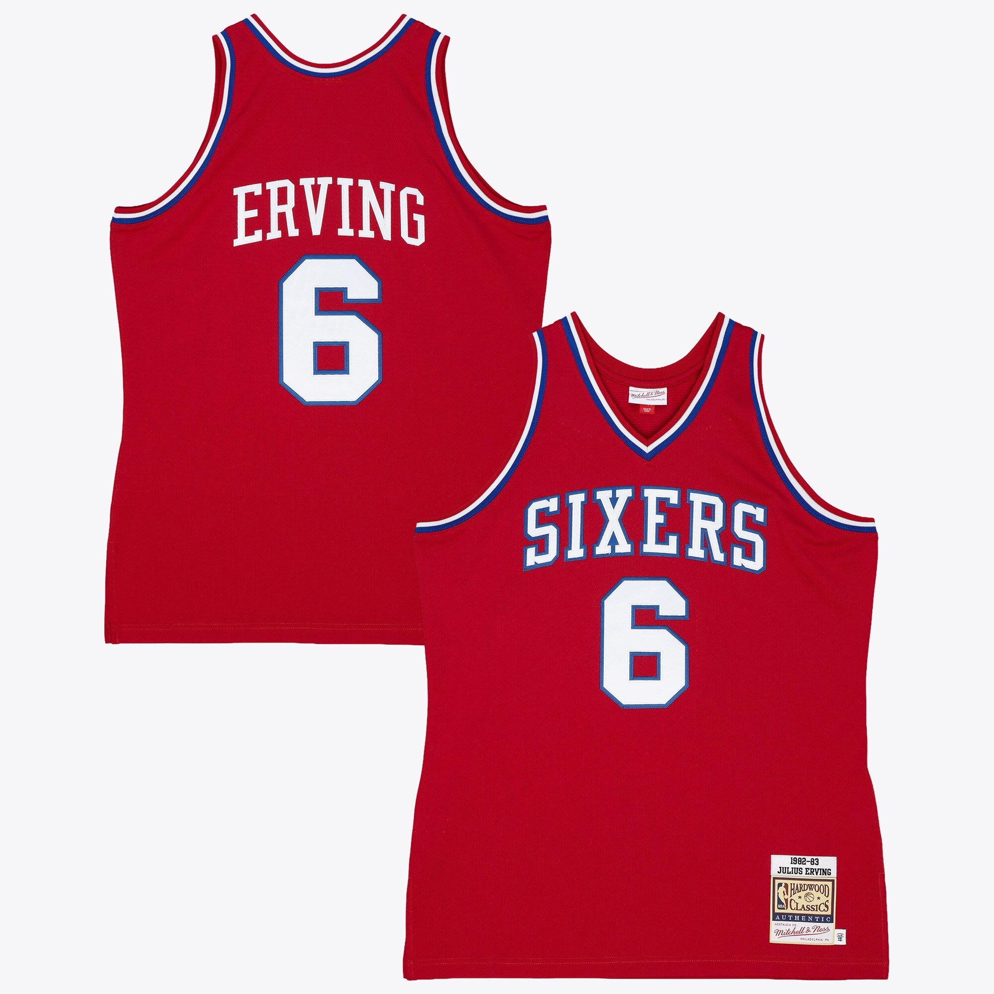 Philadelphia 76ers Mitchell & Ness Julius Erving 82-83 Authentic Road Jersey - Scarlet