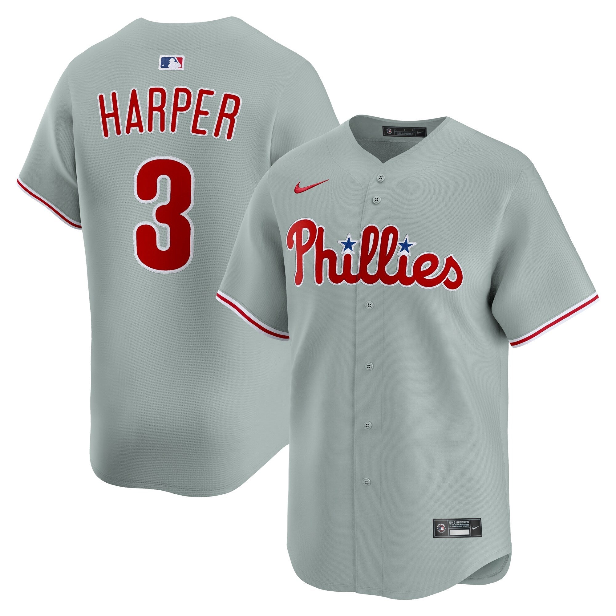 Philadelphia Phillies Bryce Harper Nike Gray Road Limited Player Jersey