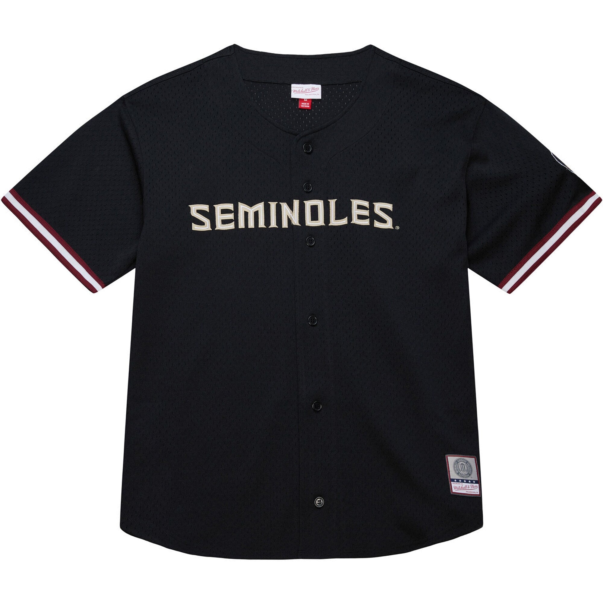 Mitchell & Ness Black Florida State Seminoles On The Clock Full-Button Fashion Jersey