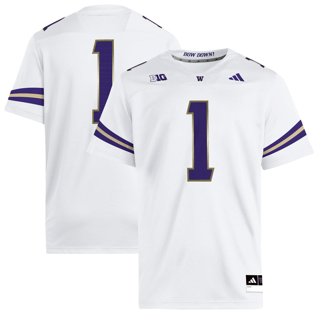 adidas #1 White Washington Huskies Premier Jersey