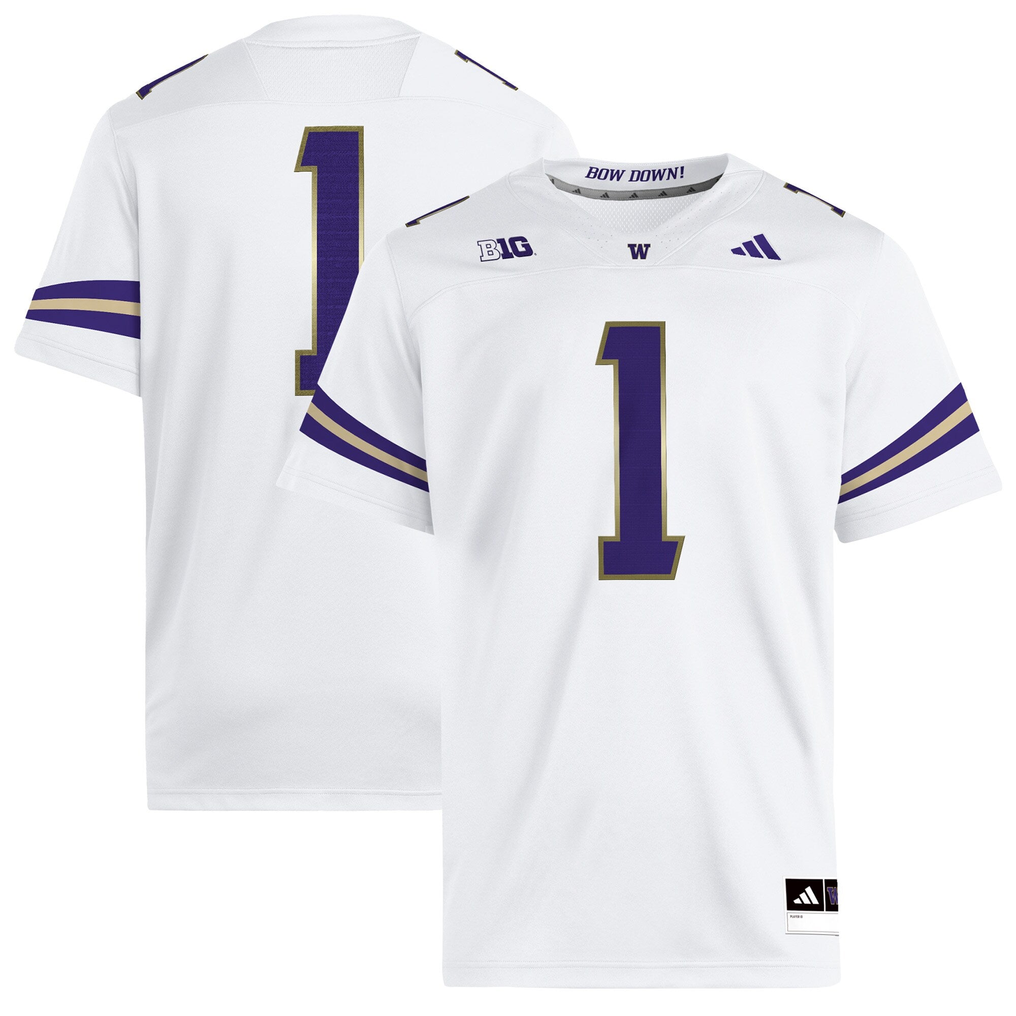 adidas #1 White Washington Huskies Premier Jersey