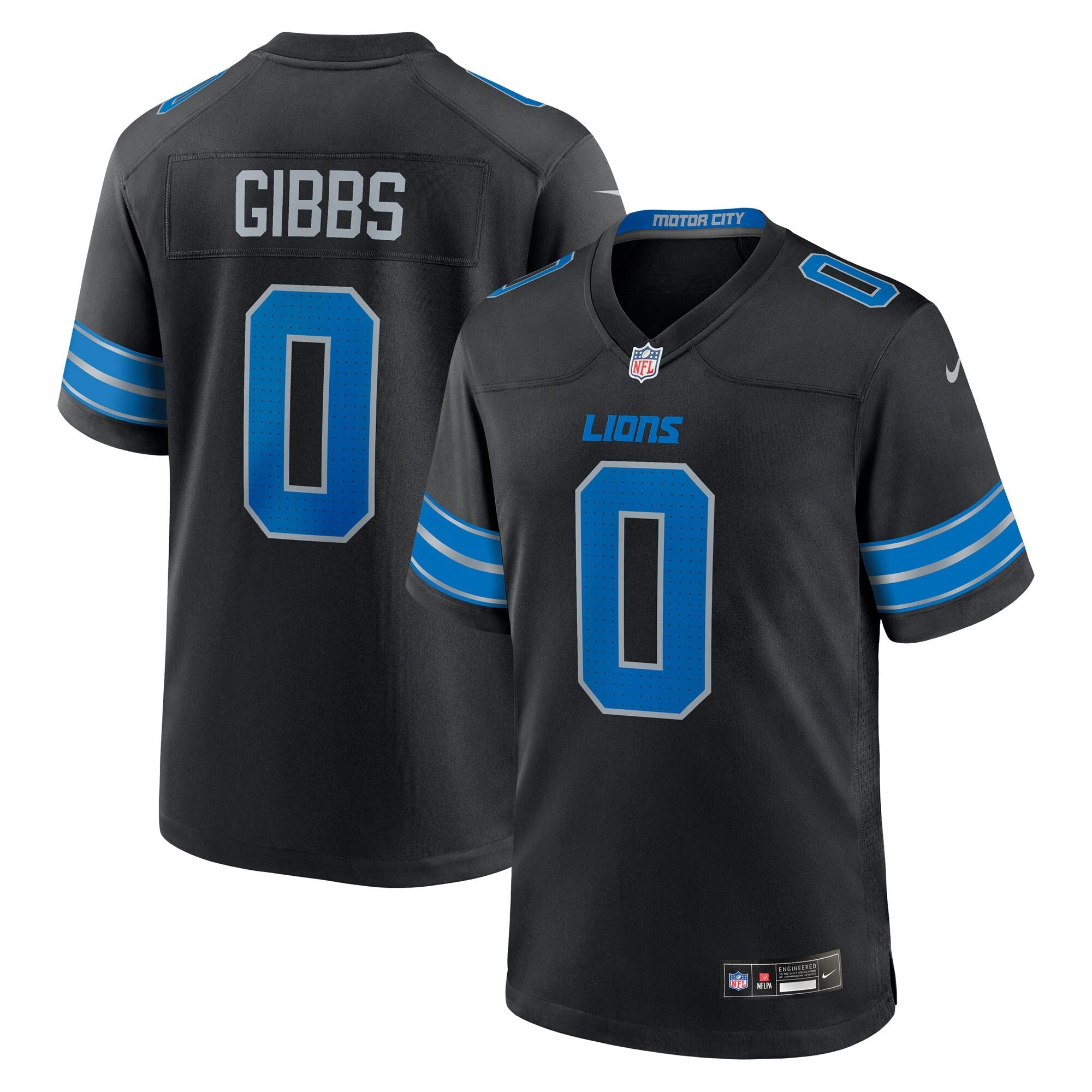 Detroit Lions Jahmyr Gibbs Nike Black 2nd Alternate Game Player Jersey