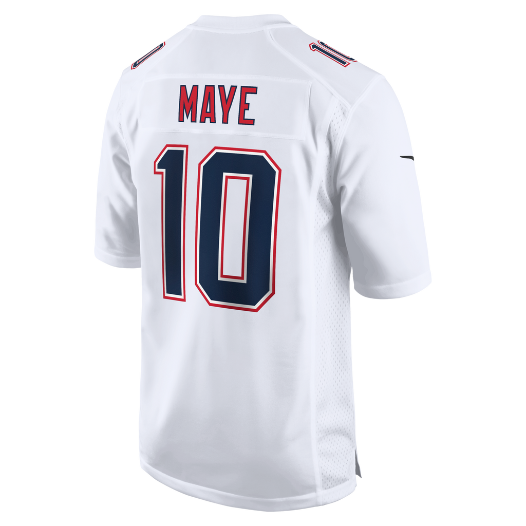 New England Patriots Drake Maye Nike Tundra White Game Jersey