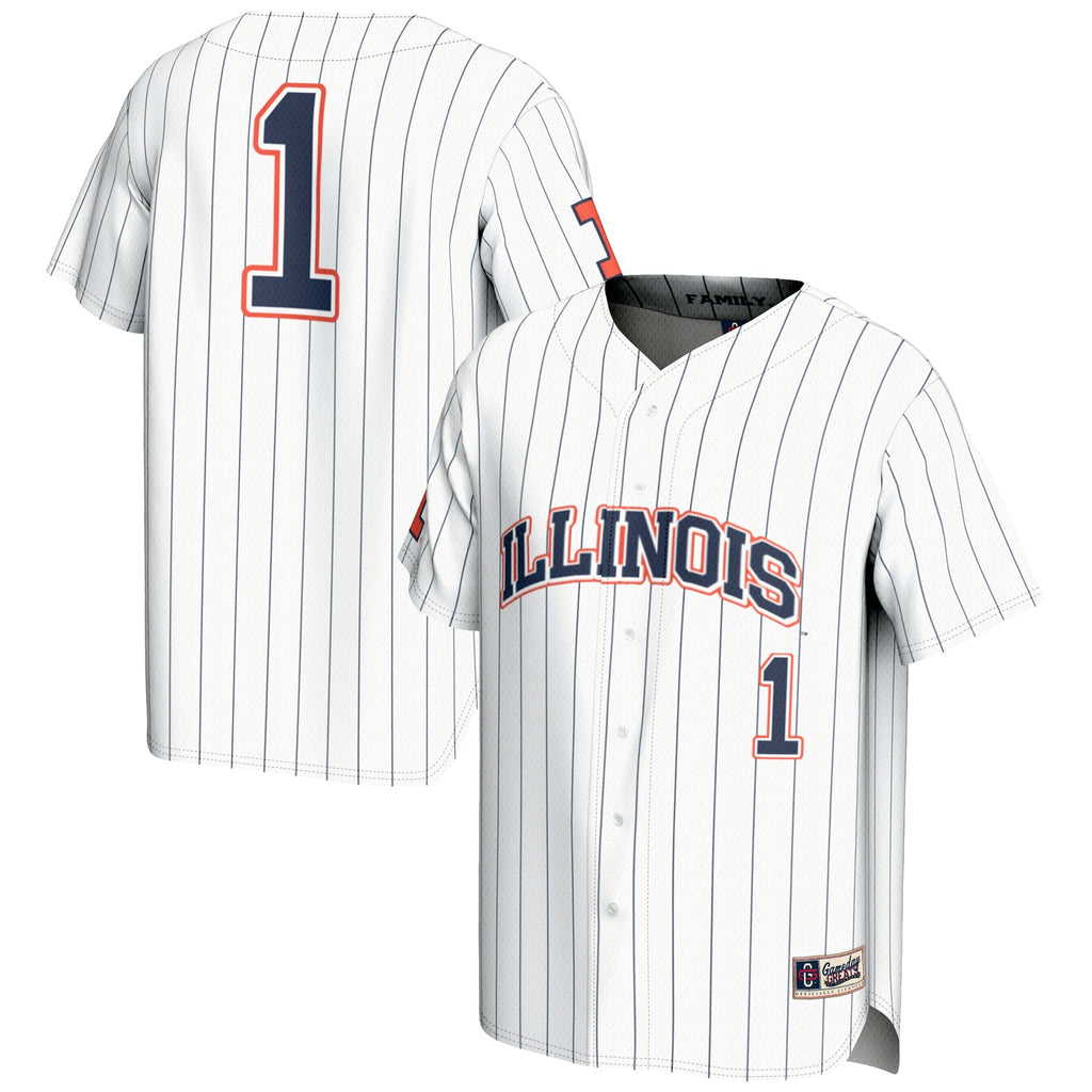 GameDay Greats #1 White Illinois Fighting Illini Lightweight Baseball Jersey