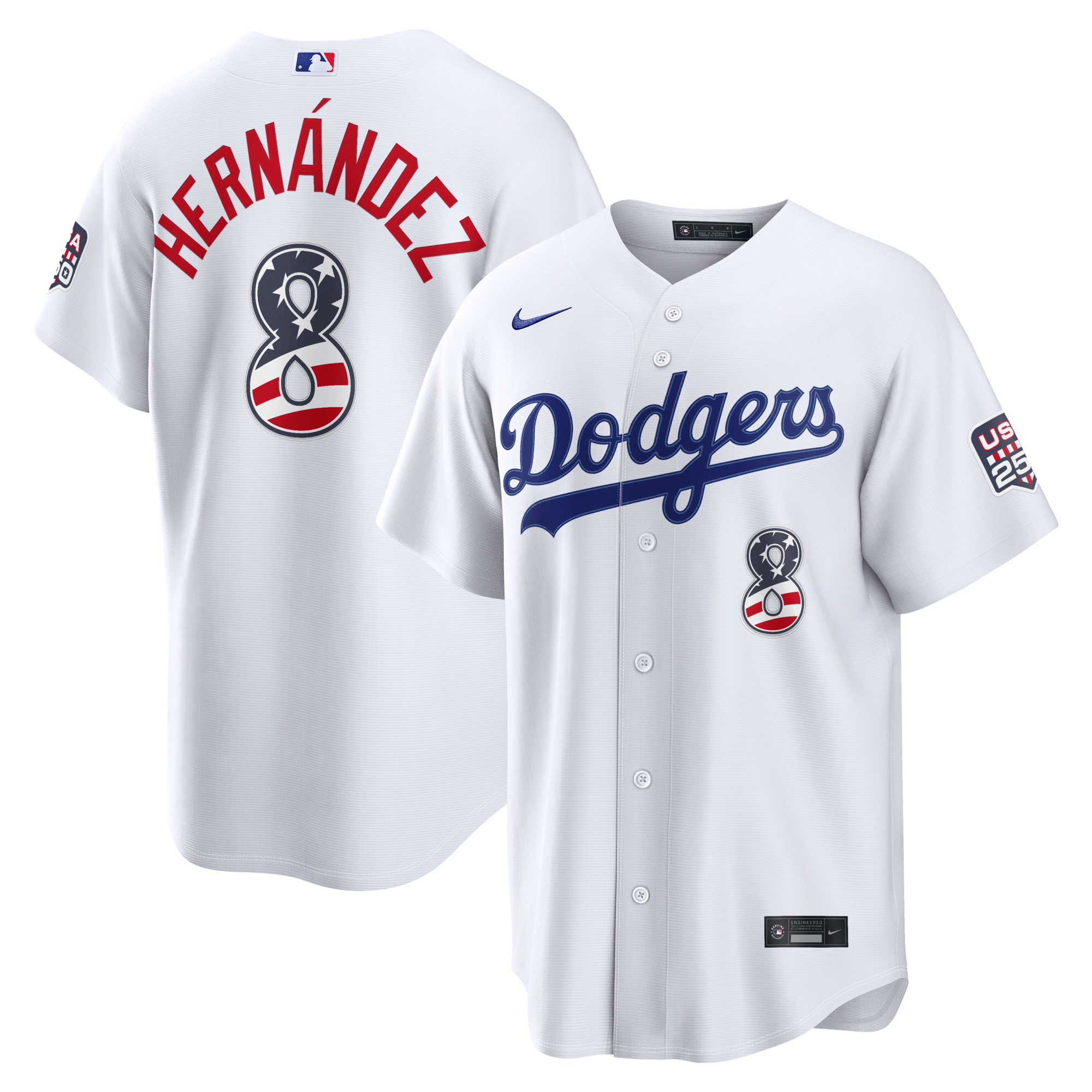 Fourth of July Los Angeles Dodgers Enrique Hernández Nike White USA 250 Stadium Jersey