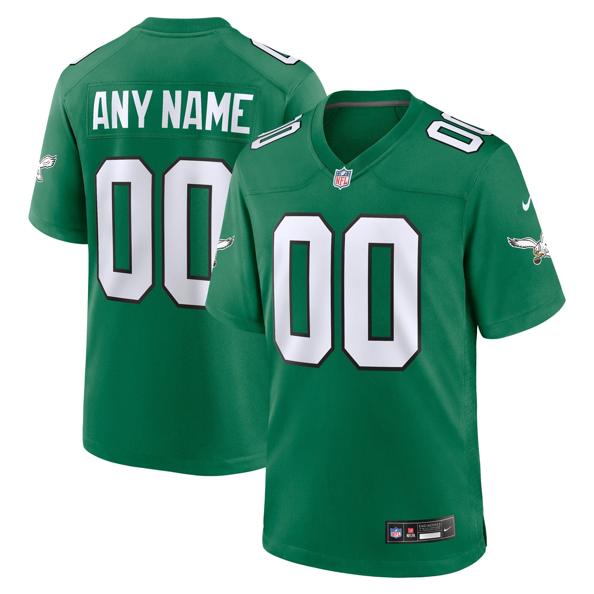 Philadelphia Eagles Nike Kelly Green Alternate Custom Game Jersey