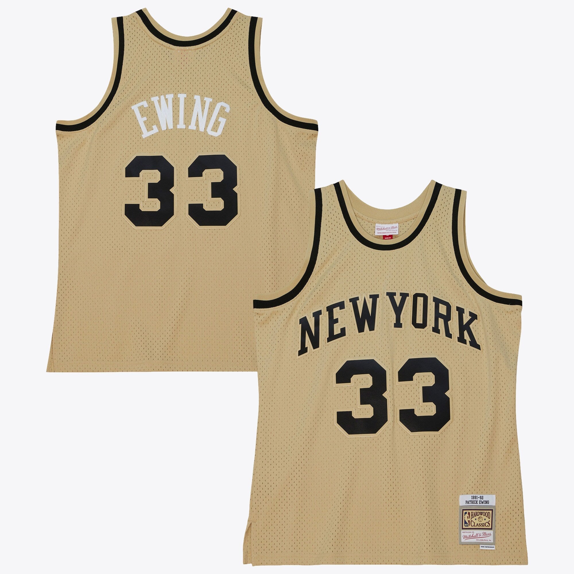 New York Knicks Mitchell & Ness Patrick Ewing 1991 Swingman Jersey - Khaki