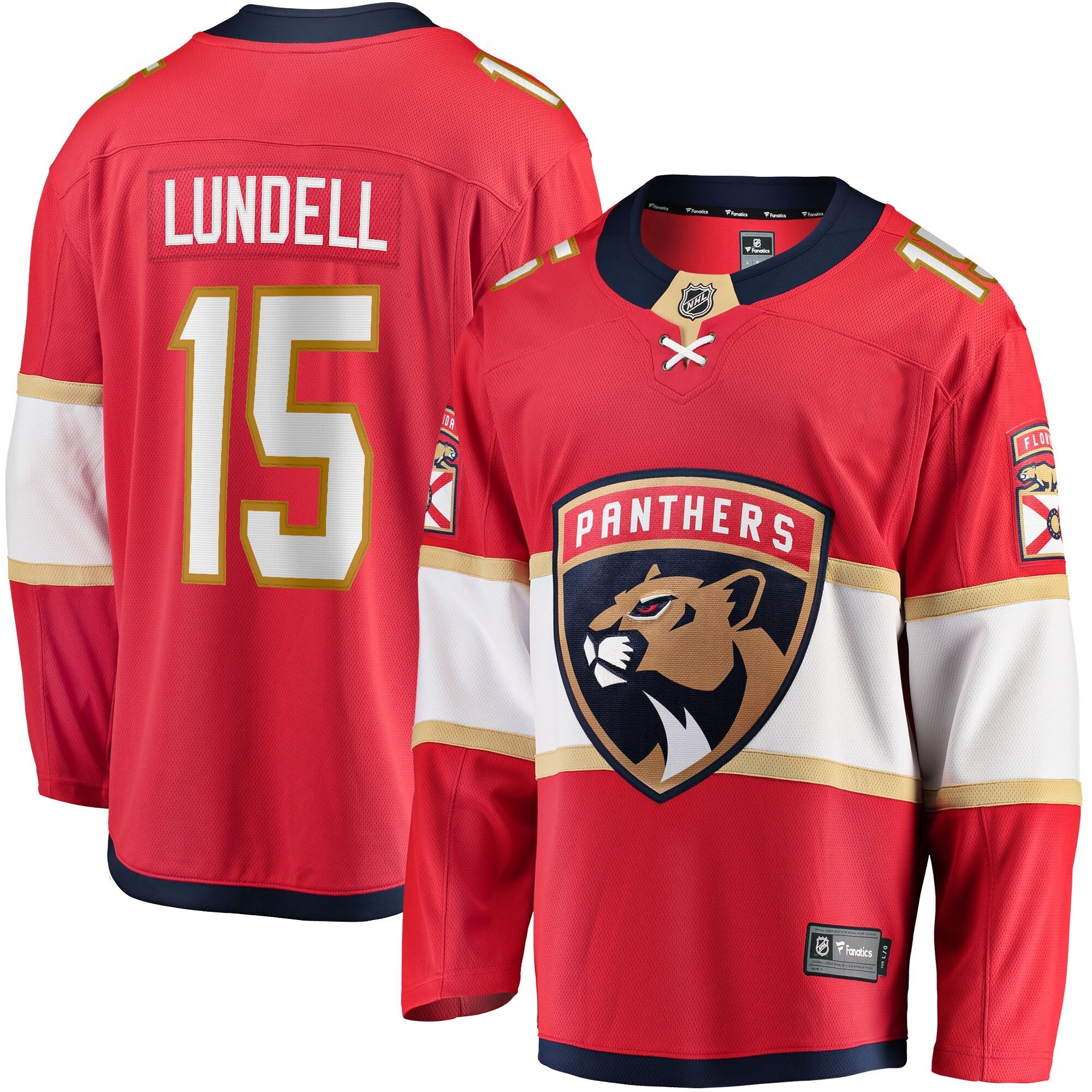 Florida Panthers Anton Lundell Fanatics Red Home Breakaway Player Jersey