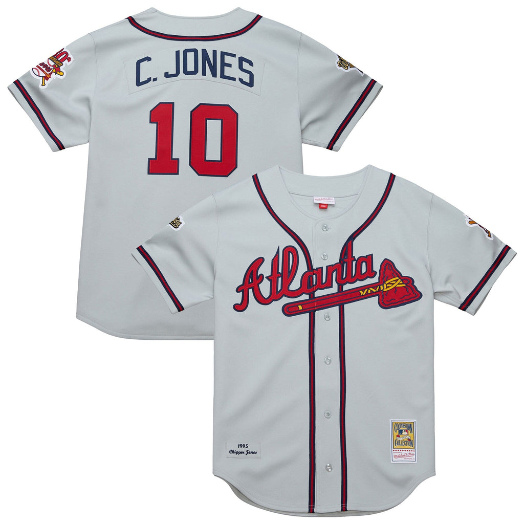 Atlanta Braves Chipper Jones Mitchell & Ness Gray 1995 Throwback Authentic Jersey