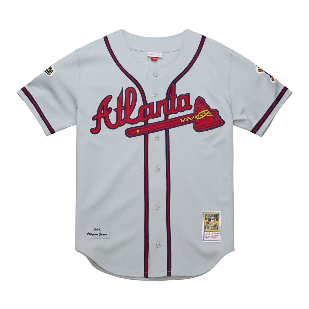 Atlanta Braves Chipper Jones Mitchell & Ness Gray 1995 Throwback Authentic Jersey