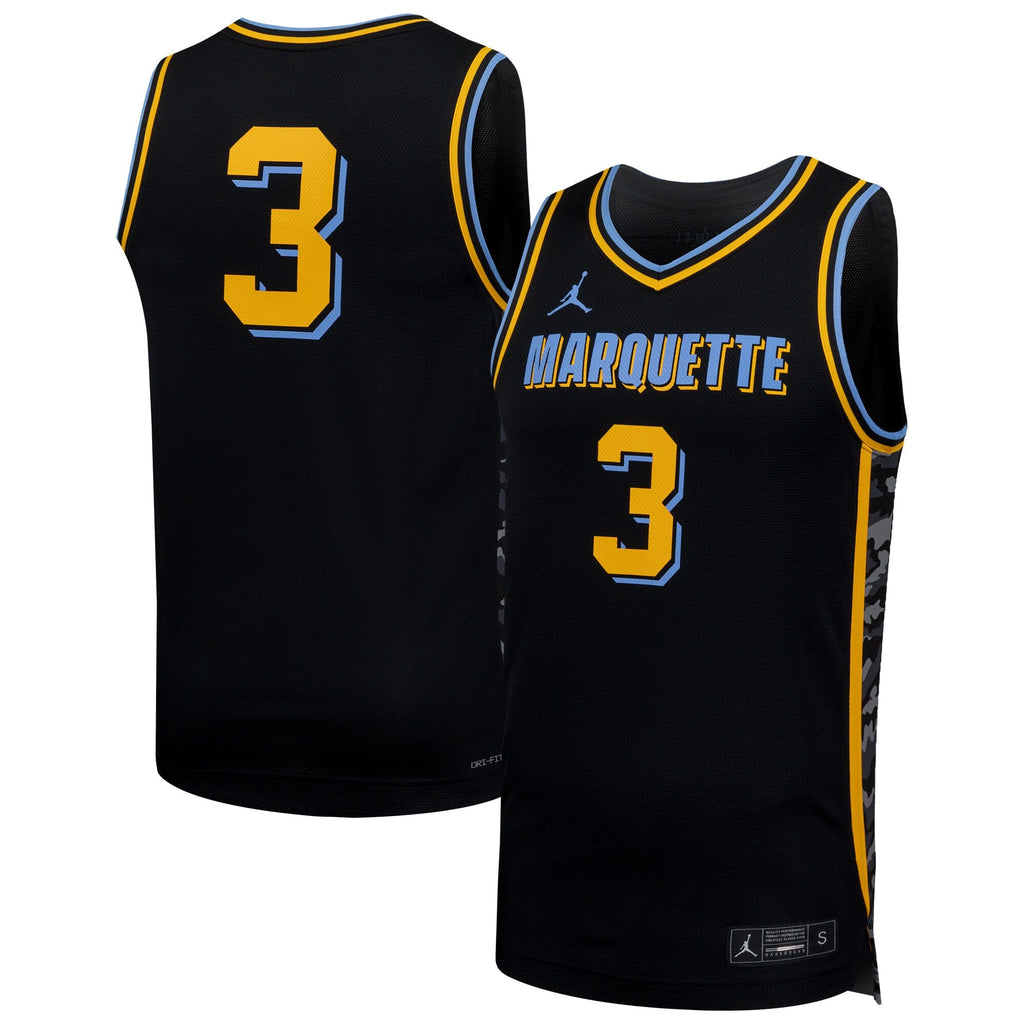 Nike #3 Black Marquette Golden Eagles Replica Basketball Jersey