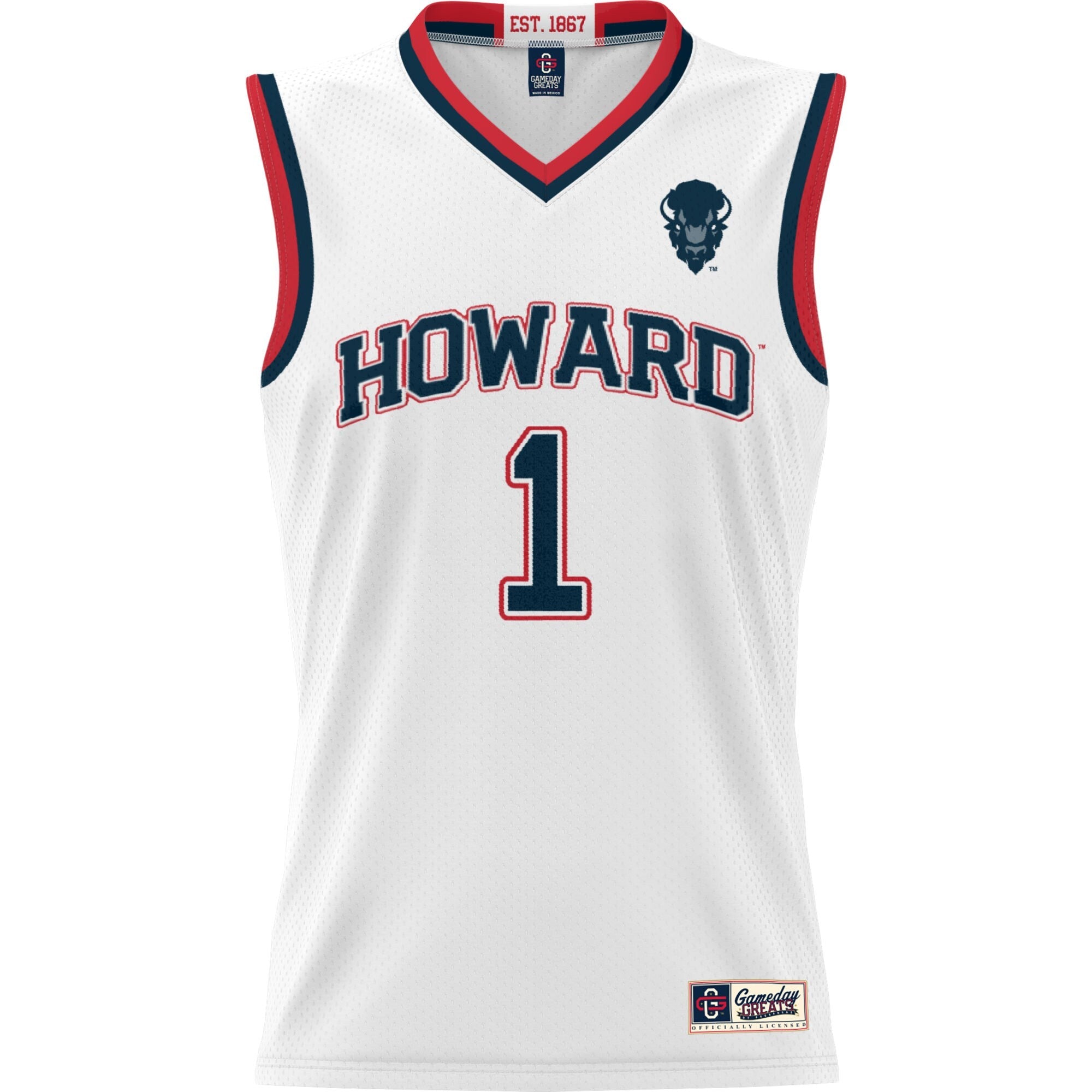 GameDay Greats #1 White Howard Bison Lightweight Basketball Jersey