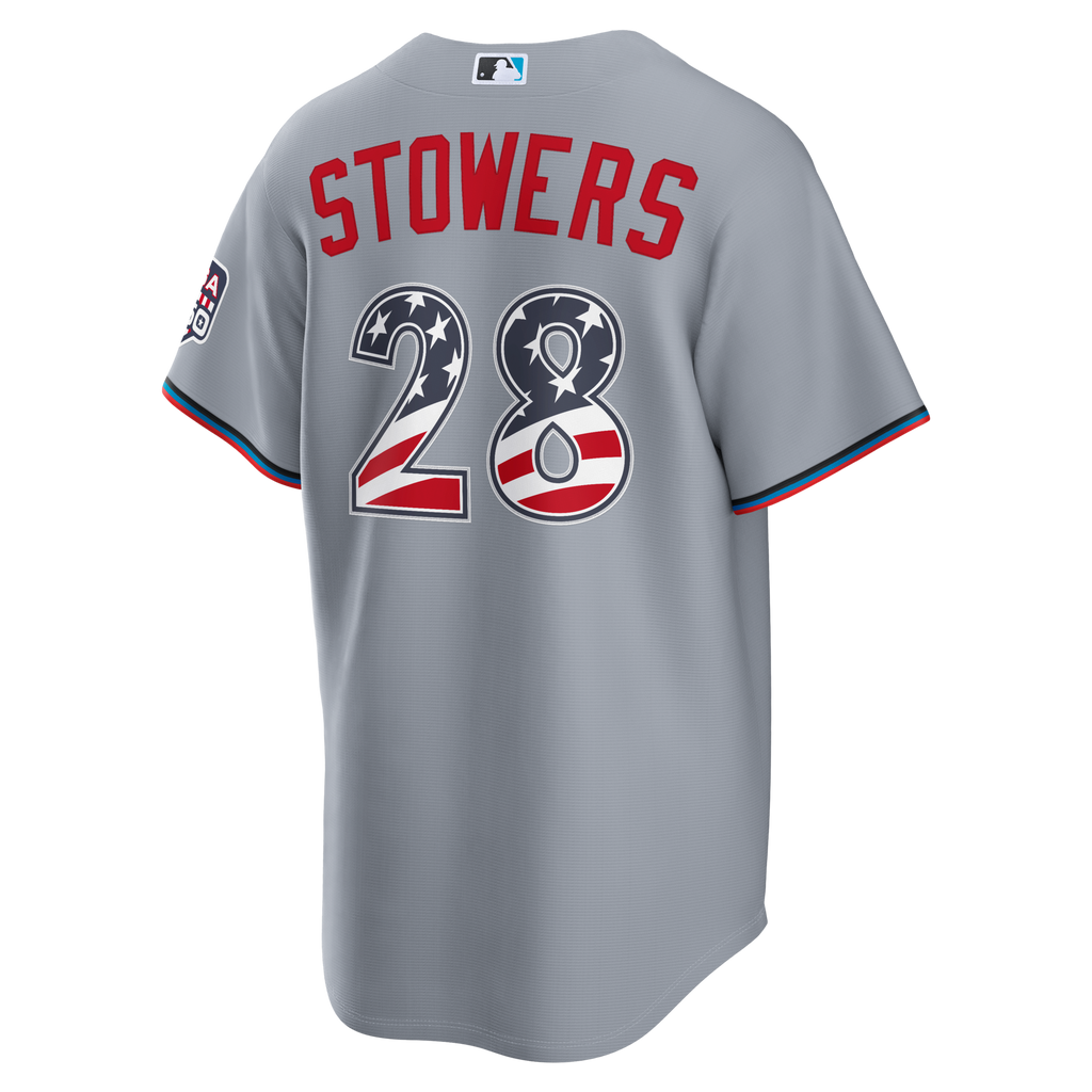Fourth of July Miami Marlins Kyle Stowers Nike Gray USA 250 Stadium Jersey
