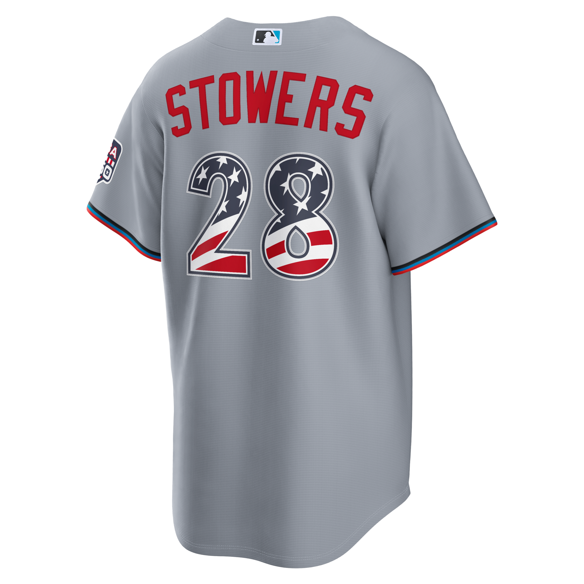 Fourth of July Miami Marlins Kyle Stowers Nike Gray USA 250 Stadium Jersey