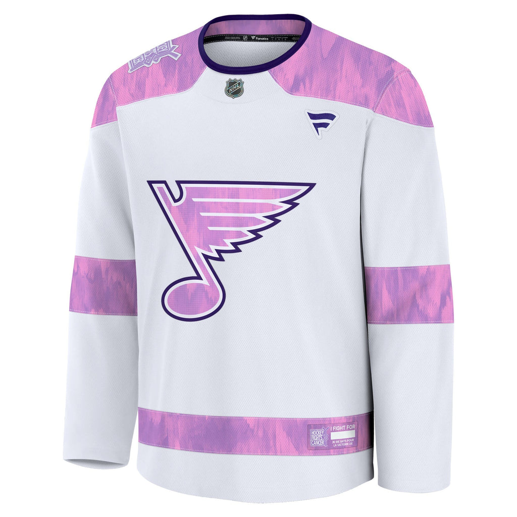 St. Louis Blues Fanatics White Hockey Fights Cancer Survivor Practice Jersey