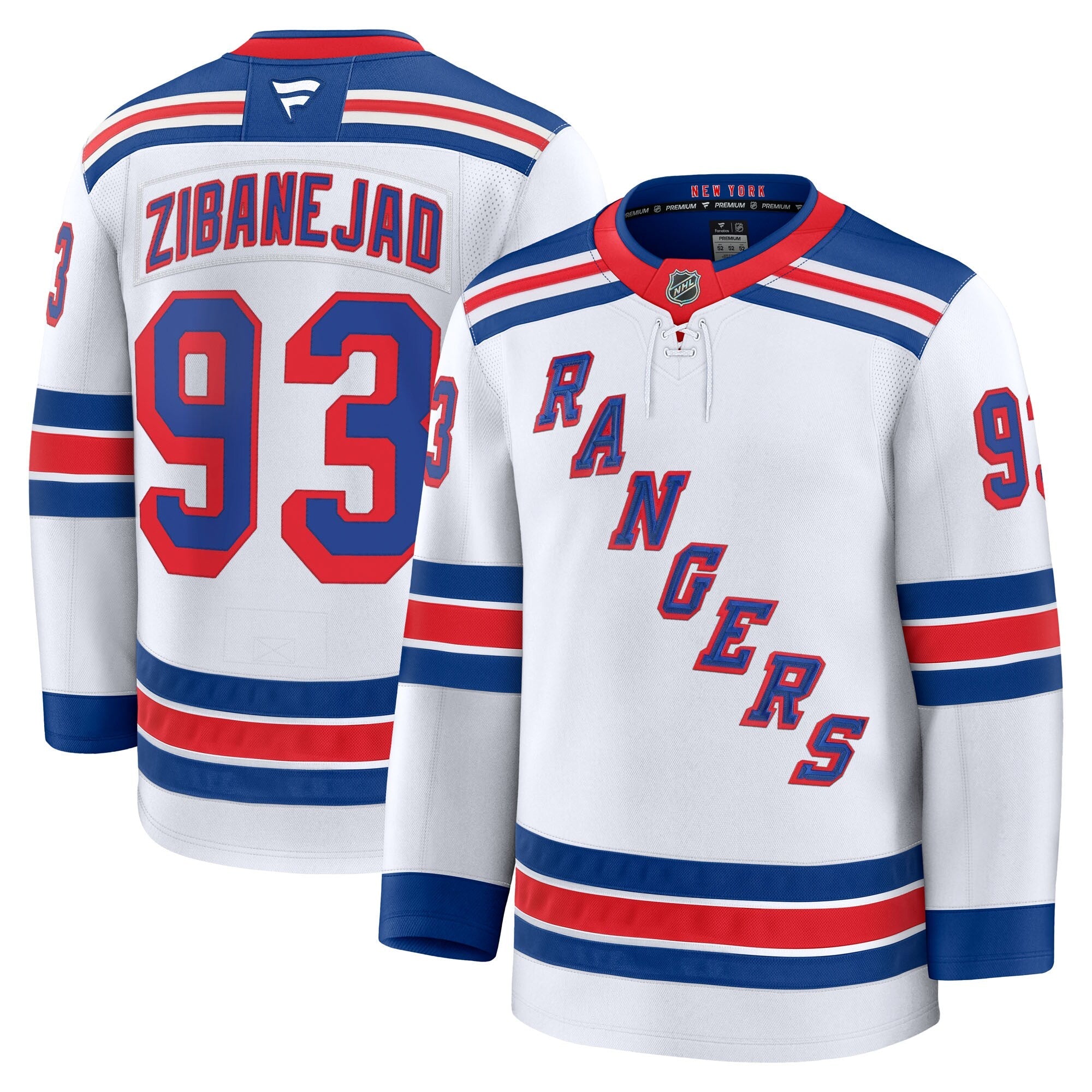 New York Rangers Mika Zibanejad Fanatics White Away Premium Jersey