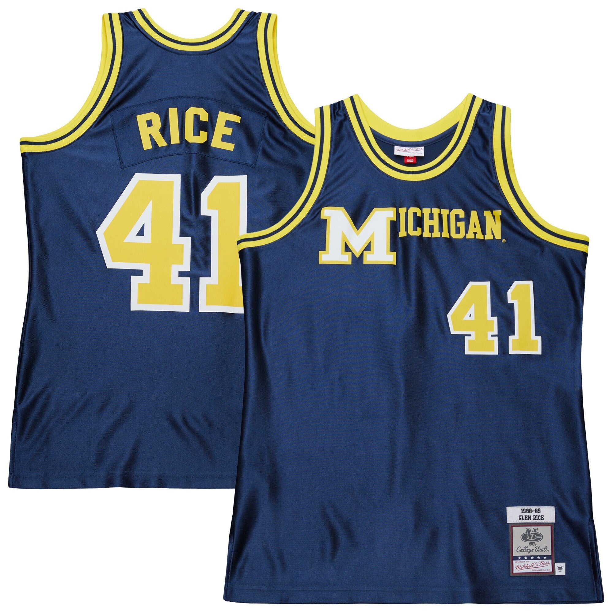 Mitchell & Ness Glen Rice Navy Michigan Wolverines 1988/89 Authentic Jersey