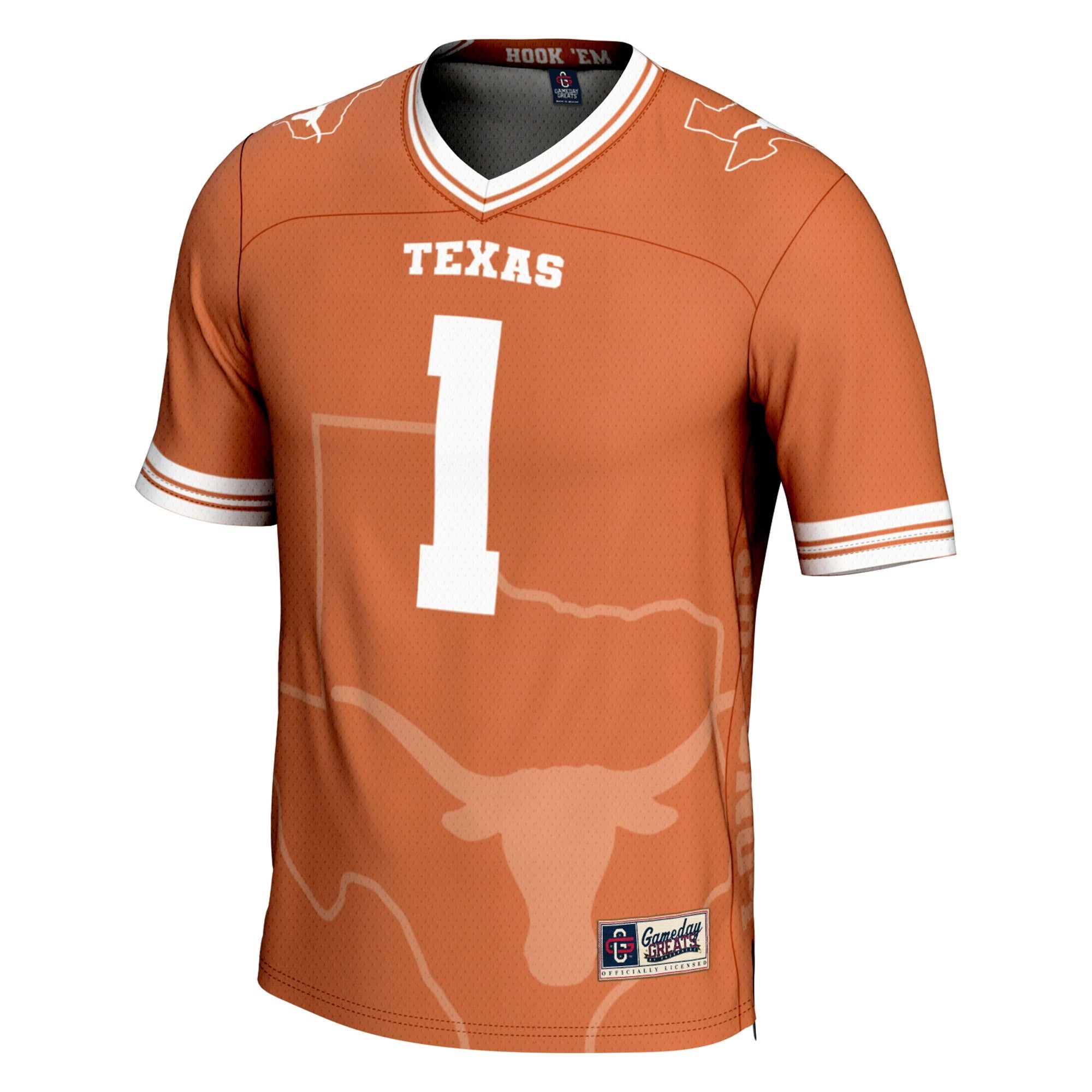 GameDay Greats #1 Texas Orange Texas Longhorns Icon Print Football Fashion Jersey