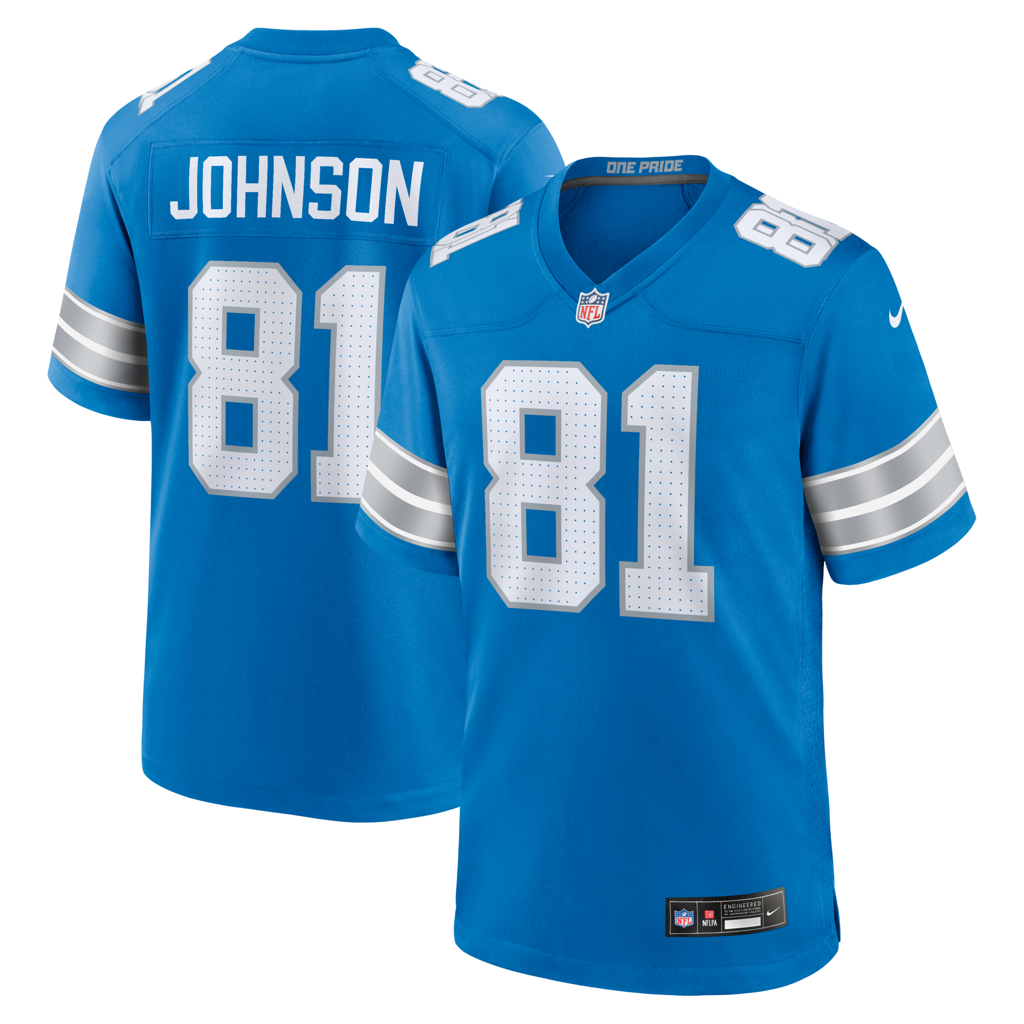 Detroit Lions Calvin Johnson Nike Blue Team Retired Game Jersey