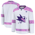 San Jose Sharks Fanatics White 2024 Hockey Fights Cancer Practice Jersey