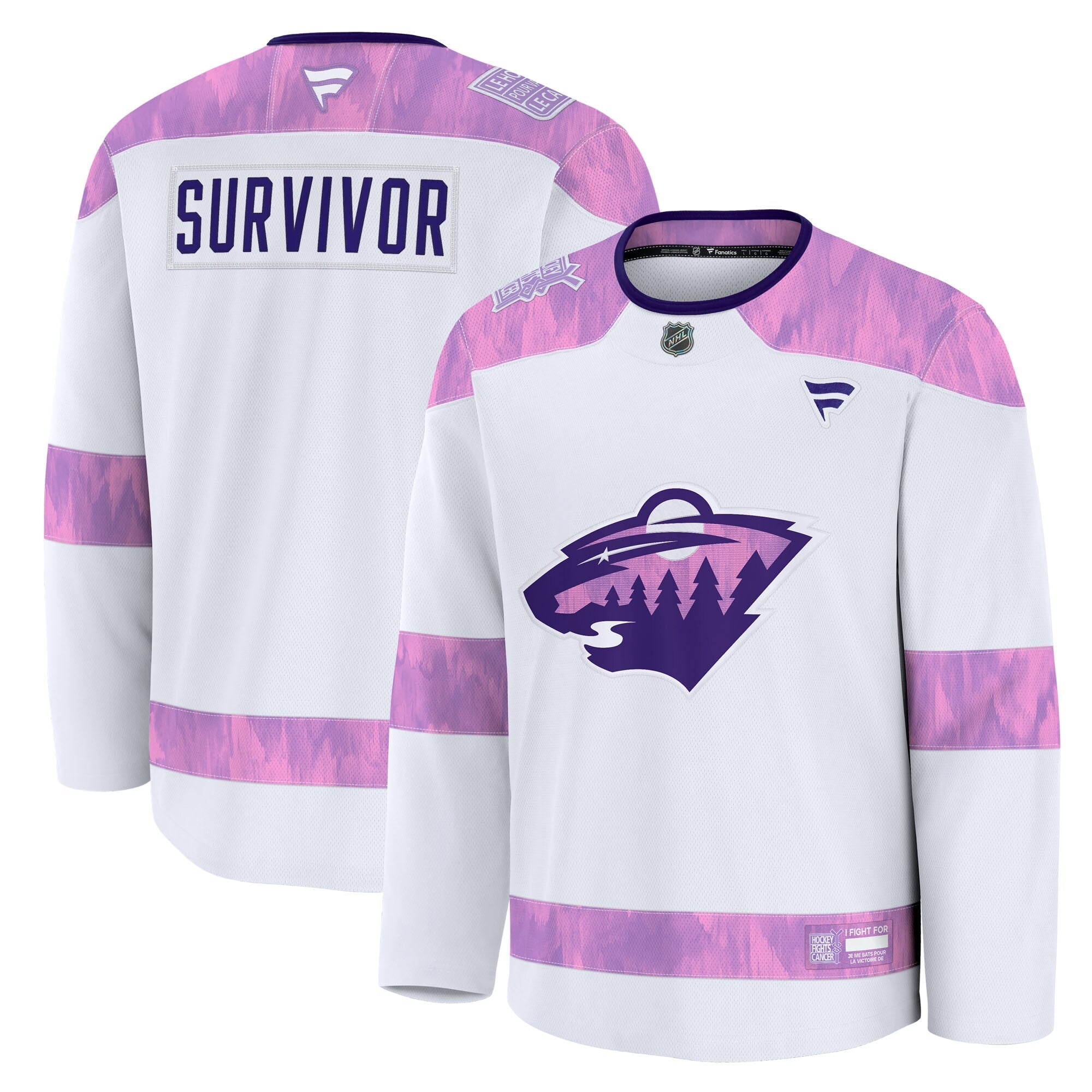 Minnesota Wild Fanatics White Hockey Fights Cancer Survivor Practice Jersey
