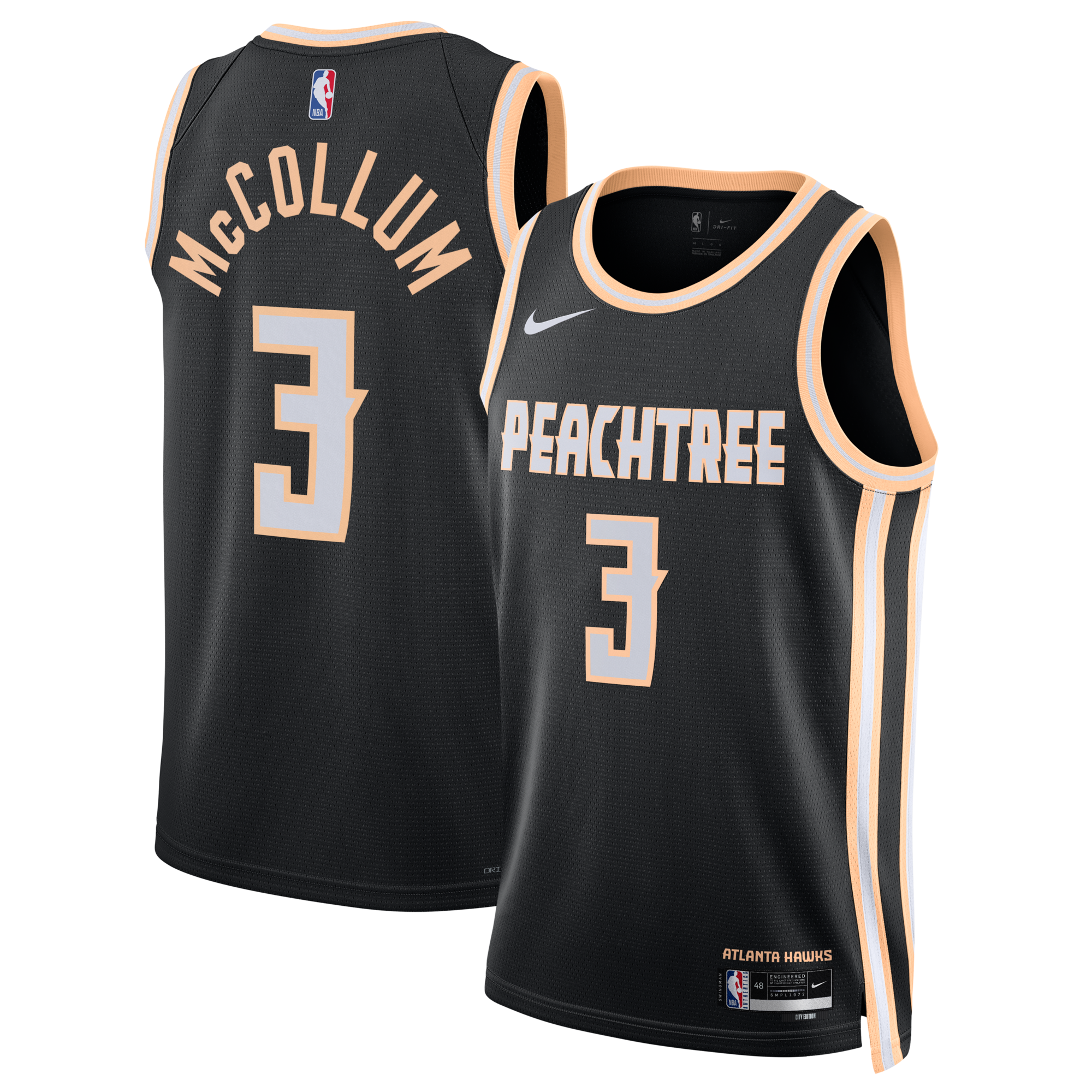 Nike Atlanta Hawks 2025/26 Nike City Edition Swingman Jersey - Black - CJ McCollum