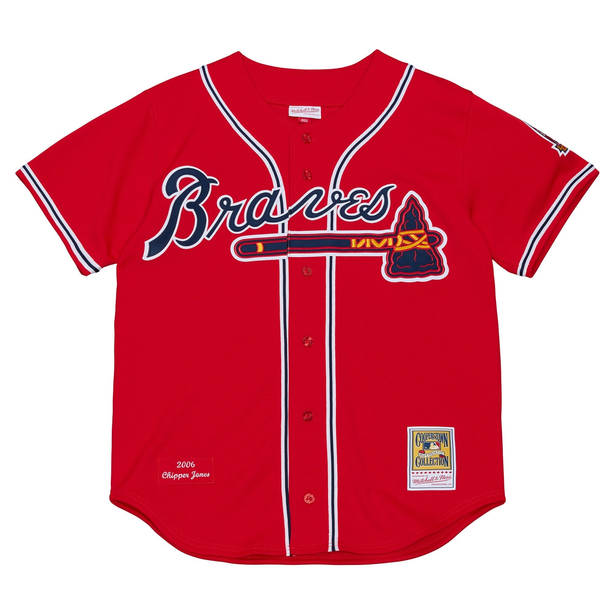 Atlanta Braves Chipper Jones Mitchell & Ness Red 2006 Cooperstown Collection Authentic Jersey