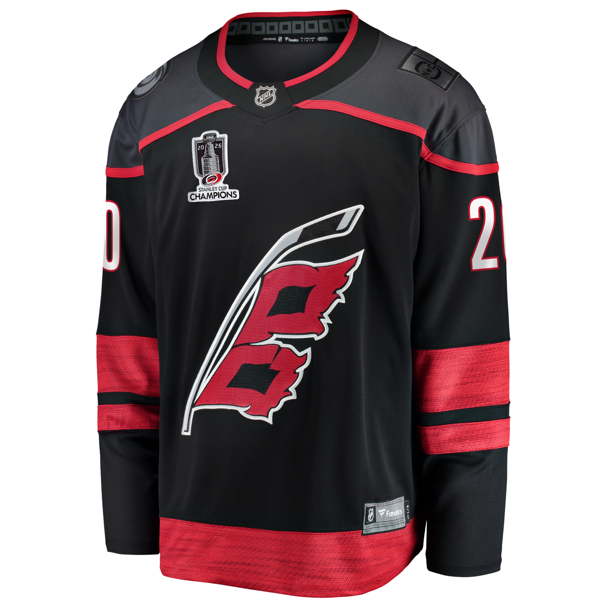 Carolina Hurricanes Sebastian Aho Fanatics Black 2026 Stanley Cup Champions Home Breakaway Jersey