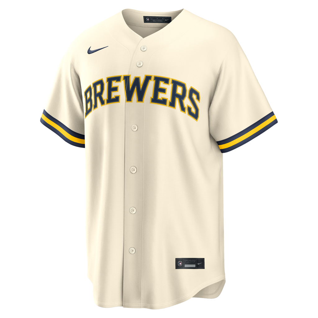 Milwaukee Brewers Nike Cream Home Replica Custom Jersey