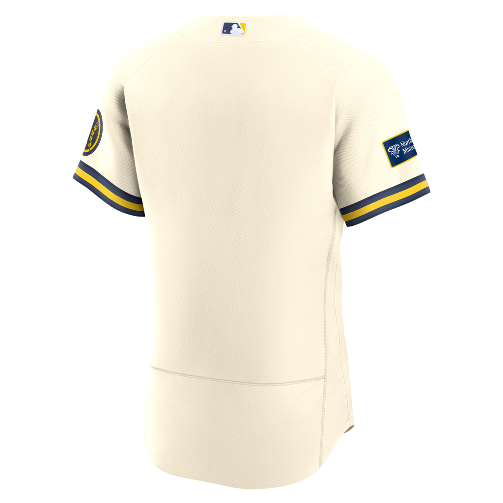 Milwaukee Brewers Nike Cream Home Sponsor Patch Authentic Jersey