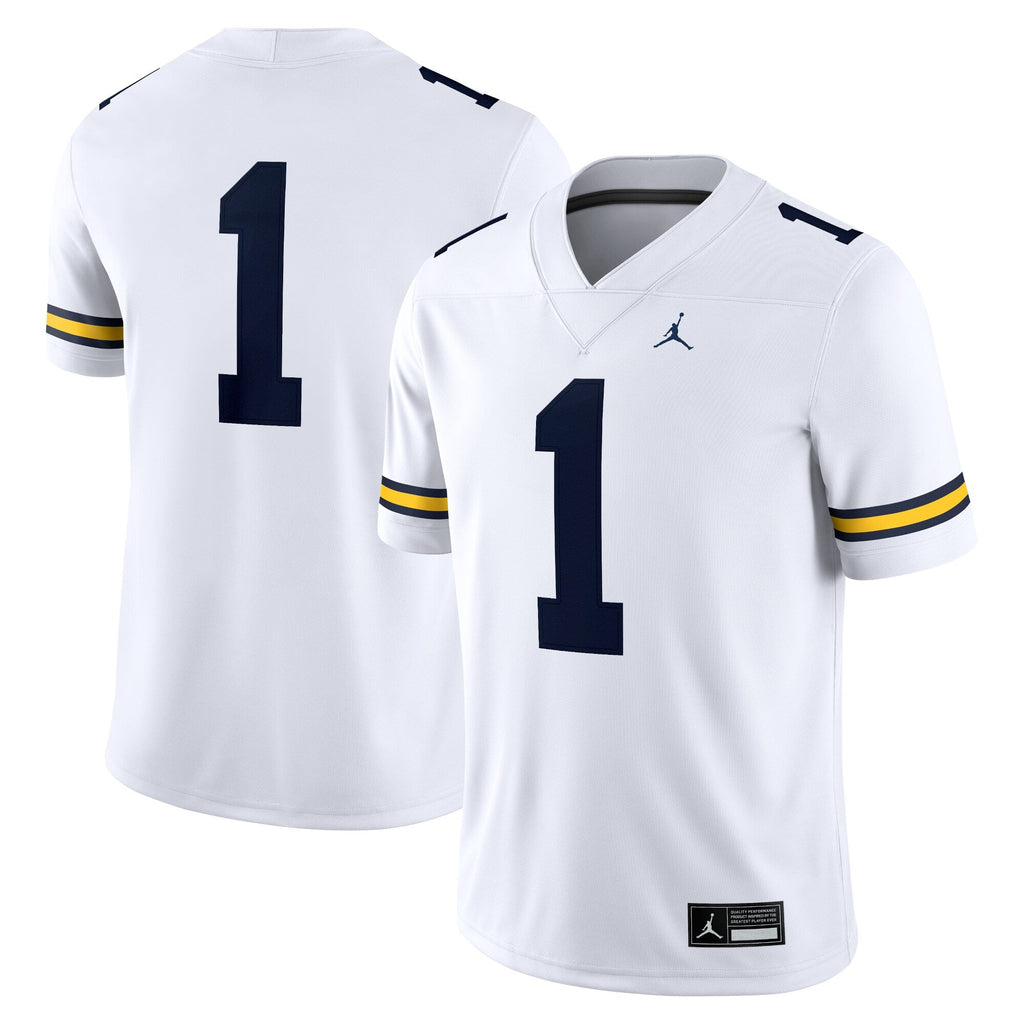 Jordan Brand #1 White Michigan Wolverines Game Jersey