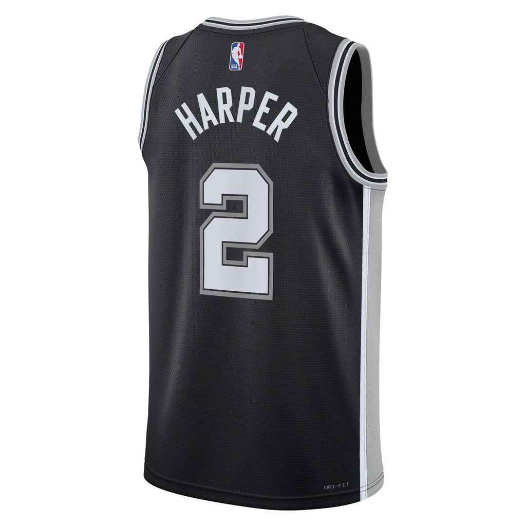 San Antonio Spurs Nike Icon Edition Swingman Jersey NBA 2025 First Round Draft Pick - Black - Dylan Harper