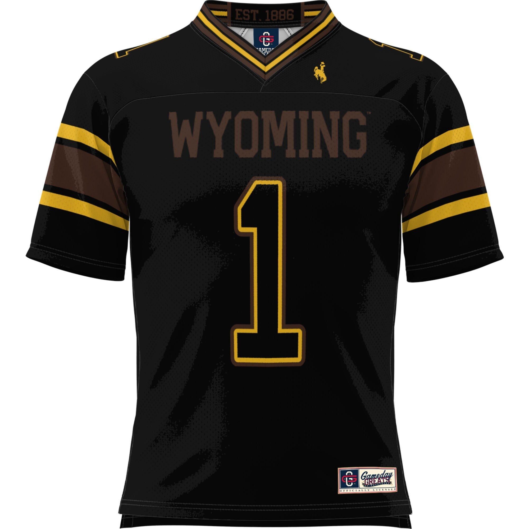 GameDay Greats #1 Black Wyoming Cowboys Football Jersey