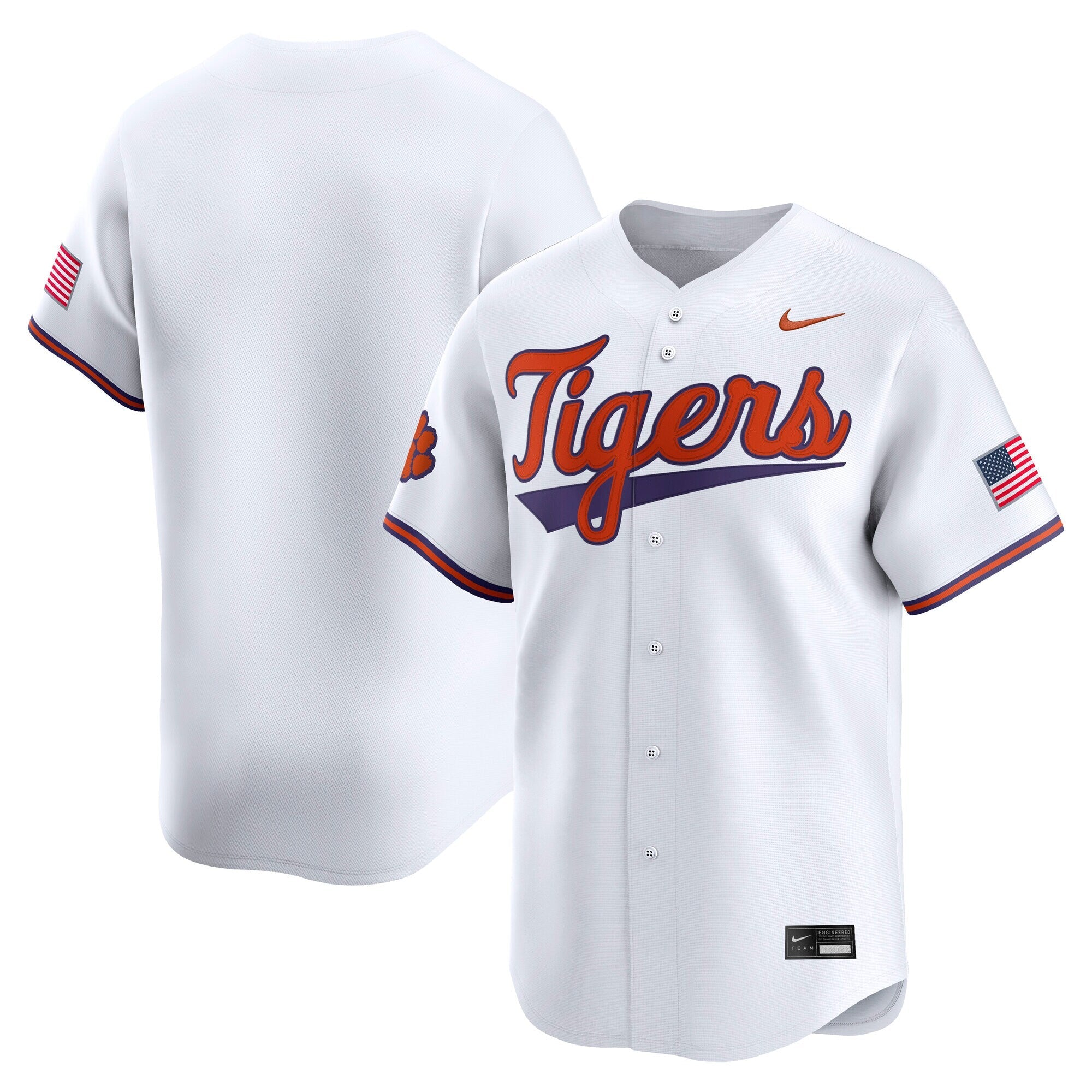Nike White Clemson Tigers Baseball Limited Jersey