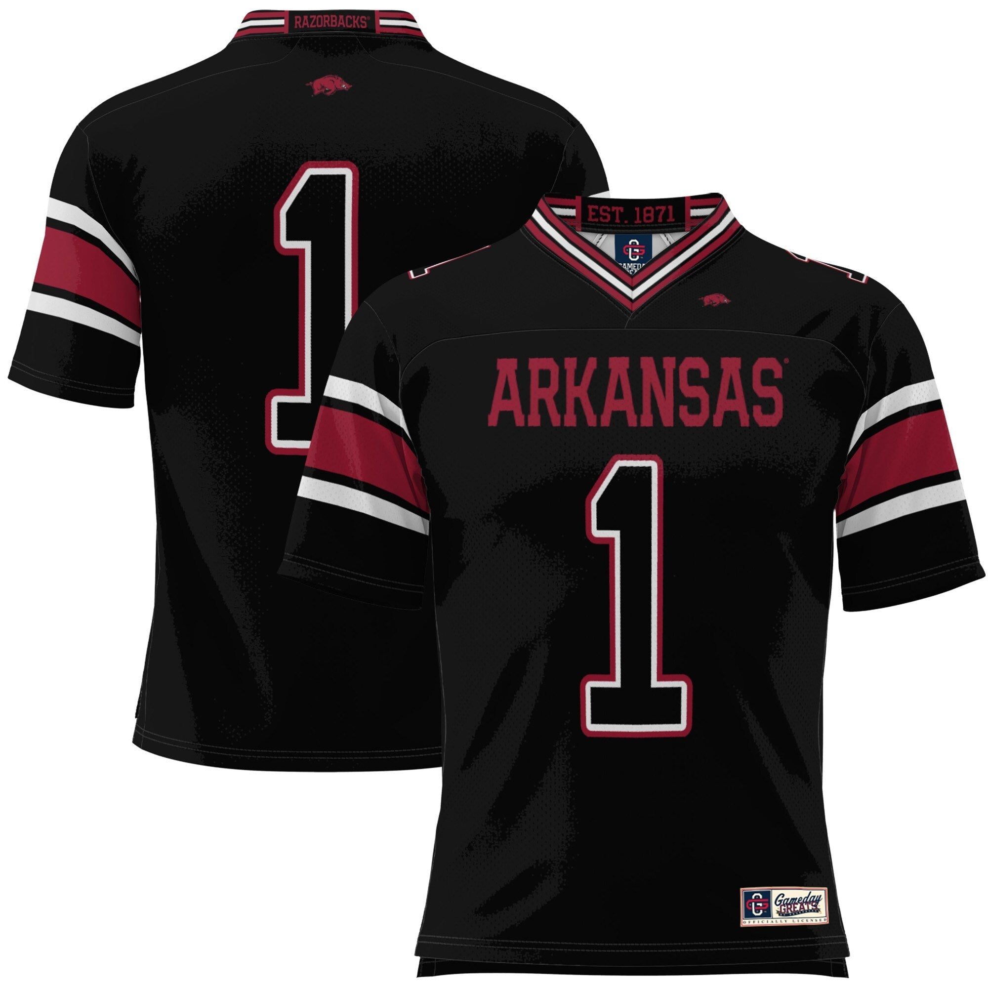 GameDay Greats #1 Black Arkansas Razorbacks Football Jersey