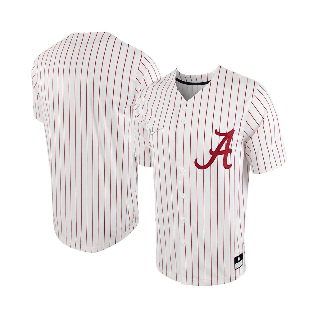 Nike White/Crimson Alabama Crimson Tide Pinstripe Replica Full-Button Baseball Jersey