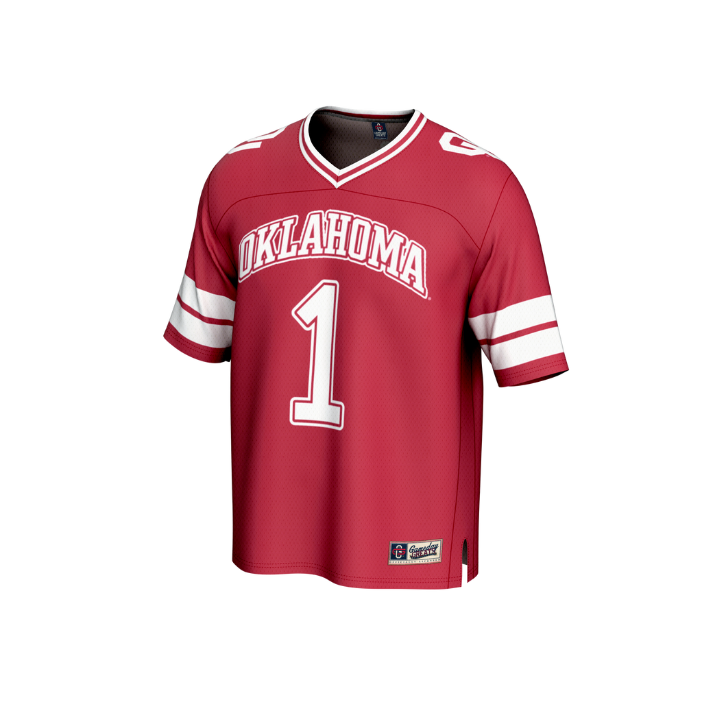 GameDay Greats #1 Crimson Oklahoma Sooners Lightweight Collegiate Football Fashion Jersey